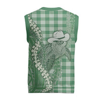 Green Hawaii Palaka Cowboy Turtle Christmas Knitted V-Neck Vest Hawaiian Paniolo Puakenikeni Maile Lei DT05 - Polynesian Pride