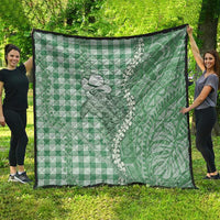 Green Hawaii Palaka Cowboy Turtle Quilt Hawaiian Paniolo Puakenikeni Maile Lei - Polynesian Pride