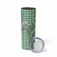 Green Hawaii Palaka Cowboy Turtle Skinny Tumbler Hawaiian Paniolo Puakenikeni Maile Lei - Polynesian Pride