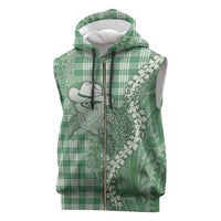 Green Hawaii Palaka Cowboy Turtle Sleeveless Zip Hoodie Hawaiian Paniolo Puakenikeni Maile Lei DT05 Green - Polynesian Pride