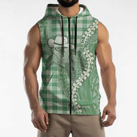 Green Hawaii Palaka Cowboy Turtle Sleeveless Zip Hoodie Hawaiian Paniolo Puakenikeni Maile Lei DT05 - Polynesian Pride