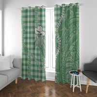 Green Hawaii Palaka Cowboy Turtle Window Curtain Hawaiian Paniolo Puakenikeni Maile Lei - Polynesian Pride