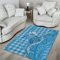 Blue Hawaii Palaka Cowboy Turtle Area Rug Hawaiian Paniolo Puakenikeni Maile Lei - Polynesian Pride