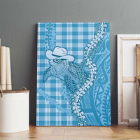 Blue Hawaii Palaka Cowboy Turtle Canvas Wall Art Hawaiian Paniolo Puakenikeni Maile Lei - Polynesian Pride