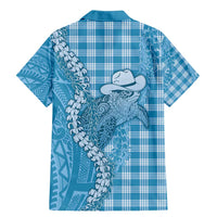 Blue Hawaii Palaka Cowboy Turtle Family Matching Mermaid Dress and Hawaiian Shirt Hawaiian Paniolo Puakenikeni Maile Lei DT05 - Polynesian Pride
