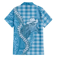 Blue Hawaii Palaka Cowboy Turtle Family Matching Tank Maxi Dress and Hawaiian Shirt Hawaiian Paniolo Puakenikeni Maile Lei DT05 - Polynesian Pride