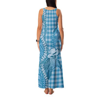 Blue Hawaii Palaka Cowboy Turtle Family Matching Tank Maxi Dress and Hawaiian Shirt Hawaiian Paniolo Puakenikeni Maile Lei DT05 - Polynesian Pride