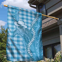 Blue Hawaii Palaka Cowboy Turtle Garden Flag Hawaiian Paniolo Puakenikeni Maile Lei - Polynesian Pride