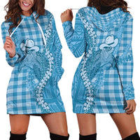 Blue Hawaii Palaka Cowboy Turtle Hoodie Dress Hawaiian Paniolo Puakenikeni Maile Lei - Polynesian Pride