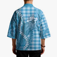 Blue Hawaii Palaka Cowboy Turtle Kimono Hawaiian Paniolo Puakenikeni Maile Lei DT05 - Polynesian Pride