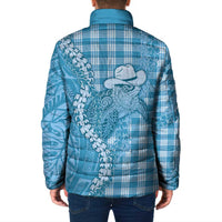 Blue Hawaii Palaka Cowboy Turtle Padded Jacket Hawaiian Paniolo Puakenikeni Maile Lei - Polynesian Pride