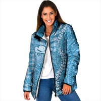 Blue Hawaii Palaka Cowboy Turtle Padded Jacket Hawaiian Paniolo Puakenikeni Maile Lei - Polynesian Pride