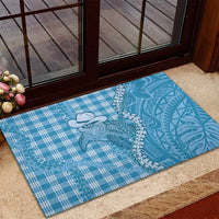 Blue Hawaii Palaka Cowboy Turtle Rubber Doormat Hawaiian Paniolo Puakenikeni Maile Lei - Polynesian Pride