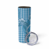 Blue Hawaii Palaka Cowboy Turtle Skinny Tumbler Hawaiian Paniolo Puakenikeni Maile Lei DT05 - Polynesian Pride