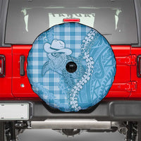 Blue Hawaii Palaka Cowboy Turtle Spare Tire Cover Hawaiian Paniolo Puakenikeni Maile Lei - Polynesian Pride