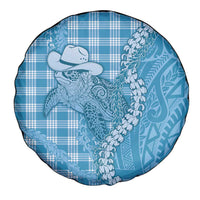 Blue Hawaii Palaka Cowboy Turtle Spare Tire Cover Hawaiian Paniolo Puakenikeni Maile Lei - Polynesian Pride