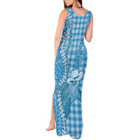 Blue Hawaii Palaka Cowboy Turtle Tank Maxi Dress Hawaiian Paniolo Puakenikeni Maile Lei - Polynesian Pride