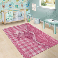 Pink Hawaii Palaka Cowboy Turtle Area Rug Hawaiian Paniolo Puakenikeni Maile Lei - Polynesian Pride