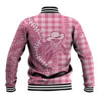 Pink Hawaii Palaka Cowboy Turtle Baseball Jacket Hawaiian Paniolo Puakenikeni Maile Lei - Polynesian Pride