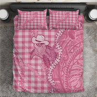 Pink Hawaii Palaka Cowboy Turtle Bedding Set Hawaiian Paniolo Puakenikeni Maile Lei - Polynesian Pride