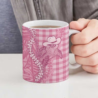 Pink Hawaii Palaka Cowboy Turtle Ceramic Mug Hawaiian Paniolo Puakenikeni Maile Lei - Polynesian Pride