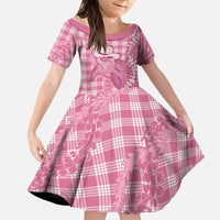 Pink Hawaii Palaka Cowboy Turtle Family Matching Mermaid Dress and Hawaiian Shirt Hawaiian Paniolo Puakenikeni Maile Lei DT05 Daughter's Dress Pink - Polynesian Pride