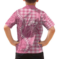 Pink Hawaii Palaka Cowboy Turtle Family Matching Off The Shoulder Long Sleeve Dress and Hawaiian Shirt Hawaiian Paniolo Puakenikeni Maile Lei DT05 - Polynesian Pride