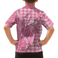 Pink Hawaii Palaka Cowboy Turtle Family Matching Off Shoulder Short Dress and Hawaiian Shirt Hawaiian Paniolo Puakenikeni Maile Lei DT05 - Polynesian Pride