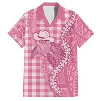 Pink Hawaii Palaka Cowboy Turtle Family Matching Off Shoulder Short Dress and Hawaiian Shirt Hawaiian Paniolo Puakenikeni Maile Lei DT05 Dad's Shirt - Short Sleeve Pink - Polynesian Pride