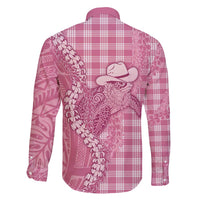 Pink Hawaii Palaka Cowboy Turtle Family Matching Summer Maxi Dress and Hawaiian Shirt Hawaiian Paniolo Puakenikeni Maile Lei DT05 - Polynesian Pride
