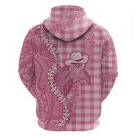 Pink Hawaii Palaka Cowboy Turtle Hoodie Hawaiian Paniolo Puakenikeni Maile Lei - Polynesian Pride