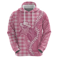 Pink Hawaii Palaka Cowboy Turtle Hoodie Hawaiian Paniolo Puakenikeni Maile Lei - Polynesian Pride