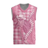 Pink Hawaii Palaka Cowboy Turtle Christmas Knitted V-Neck Vest Hawaiian Paniolo Puakenikeni Maile Lei DT05 Pink - Polynesian Pride