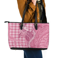 Pink Hawaii Palaka Cowboy Turtle Leather Tote Bag Hawaiian Paniolo Puakenikeni Maile Lei - Polynesian Pride