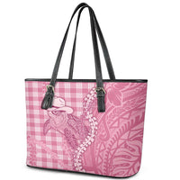 Pink Hawaii Palaka Cowboy Turtle Leather Tote Bag Hawaiian Paniolo Puakenikeni Maile Lei - Polynesian Pride