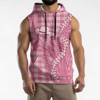 Pink Hawaii Palaka Cowboy Turtle Sleeveless Hoodie Hawaiian Paniolo Puakenikeni Maile Lei - Polynesian Pride