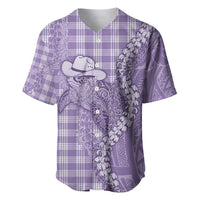 Purple Hawaii Palaka Cowboy Turtle Baseball Jersey Hawaiian Paniolo Puakenikeni Maile Lei - Polynesian Pride