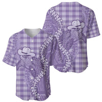 Purple Hawaii Palaka Cowboy Turtle Baseball Jersey Hawaiian Paniolo Puakenikeni Maile Lei - Polynesian Pride