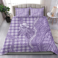 Purple Hawaii Palaka Cowboy Turtle Bedding Set Hawaiian Paniolo Puakenikeni Maile Lei - Polynesian Pride