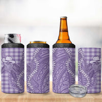 Purple Hawaii Palaka Cowboy Turtle 4 in 1 Can Cooler Tumbler Hawaiian Paniolo Puakenikeni Maile Lei - Polynesian Pride