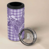 Purple Hawaii Palaka Cowboy Turtle 4 in 1 Can Cooler Tumbler Hawaiian Paniolo Puakenikeni Maile Lei - Polynesian Pride