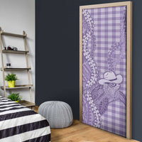 Purple Hawaii Palaka Cowboy Turtle Door Cover Hawaiian Paniolo Puakenikeni Maile Lei - Polynesian Pride
