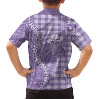Purple Hawaii Palaka Cowboy Turtle Family Matching Long Sleeve Bodycon Dress and Hawaiian Shirt Hawaiian Paniolo Puakenikeni Maile Lei DT05 - Polynesian Pride