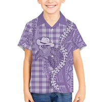 Purple Hawaii Palaka Cowboy Turtle Family Matching Long Sleeve Bodycon Dress and Hawaiian Shirt Hawaiian Paniolo Puakenikeni Maile Lei DT05 Son's Shirt Purple - Polynesian Pride