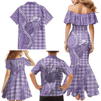 Purple Hawaii Palaka Cowboy Turtle Family Matching Mermaid Dress and Hawaiian Shirt Hawaiian Paniolo Puakenikeni Maile Lei - Polynesian Pride