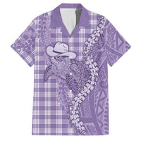 Purple Hawaii Palaka Cowboy Turtle Family Matching Mermaid Dress and Hawaiian Shirt Hawaiian Paniolo Puakenikeni Maile Lei DT05 Dad's Shirt - Short Sleeve Purple - Polynesian Pride