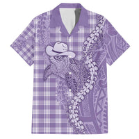 Purple Hawaii Palaka Cowboy Turtle Family Matching Off Shoulder Maxi Dress and Hawaiian Shirt Hawaiian Paniolo Puakenikeni Maile Lei DT05 Dad's Shirt - Short Sleeve Purple - Polynesian Pride