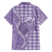 Purple Hawaii Palaka Cowboy Turtle Family Matching Off Shoulder Maxi Dress and Hawaiian Shirt Hawaiian Paniolo Puakenikeni Maile Lei DT05 - Polynesian Pride