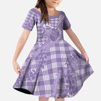 Purple Hawaii Palaka Cowboy Turtle Family Matching Summer Maxi Dress and Hawaiian Shirt Hawaiian Paniolo Puakenikeni Maile Lei DT05 Daughter's Dress Purple - Polynesian Pride