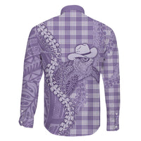 Purple Hawaii Palaka Cowboy Turtle Family Matching Tank Maxi Dress and Hawaiian Shirt Hawaiian Paniolo Puakenikeni Maile Lei DT05 - Polynesian Pride